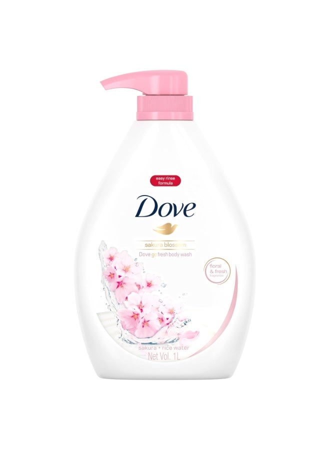 Dove Refreshing Sakura Blossom Body Wash with Himalaya Pink Salt for Replenished Skin, 1L - Image 1